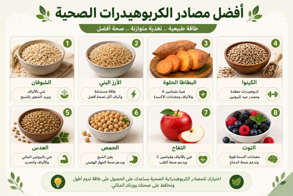 أفضل مصادر الكربوهيدرات الصحية