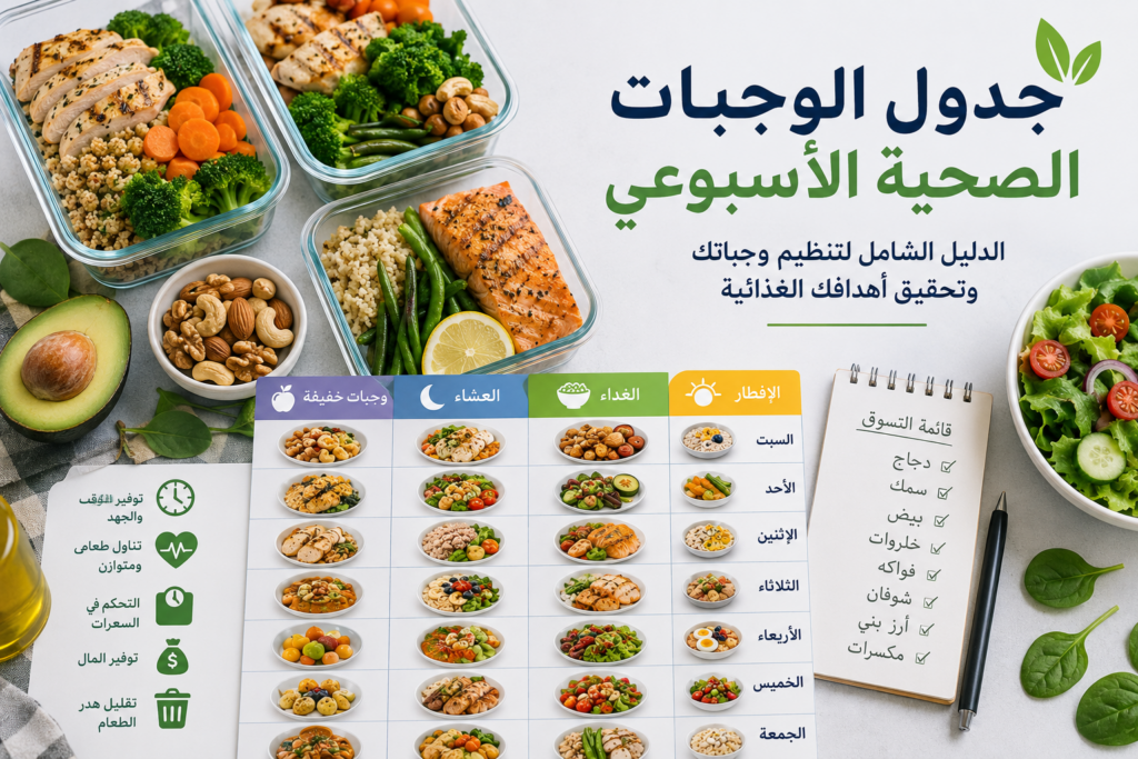 جدول الوجبات الصحية الأسبوعي الدليل الشامل لتنظيم وجباتك وتحقيق أهدافك الغذائية