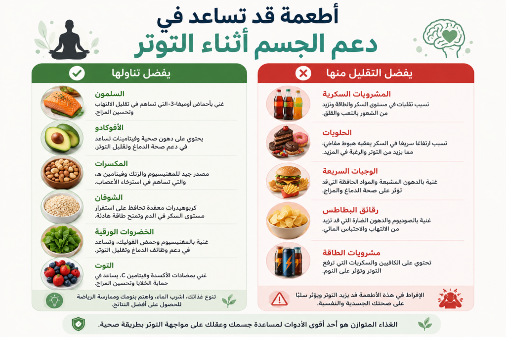 هل توجد أطعمة تساعد على تقليل آثار التوتر؟