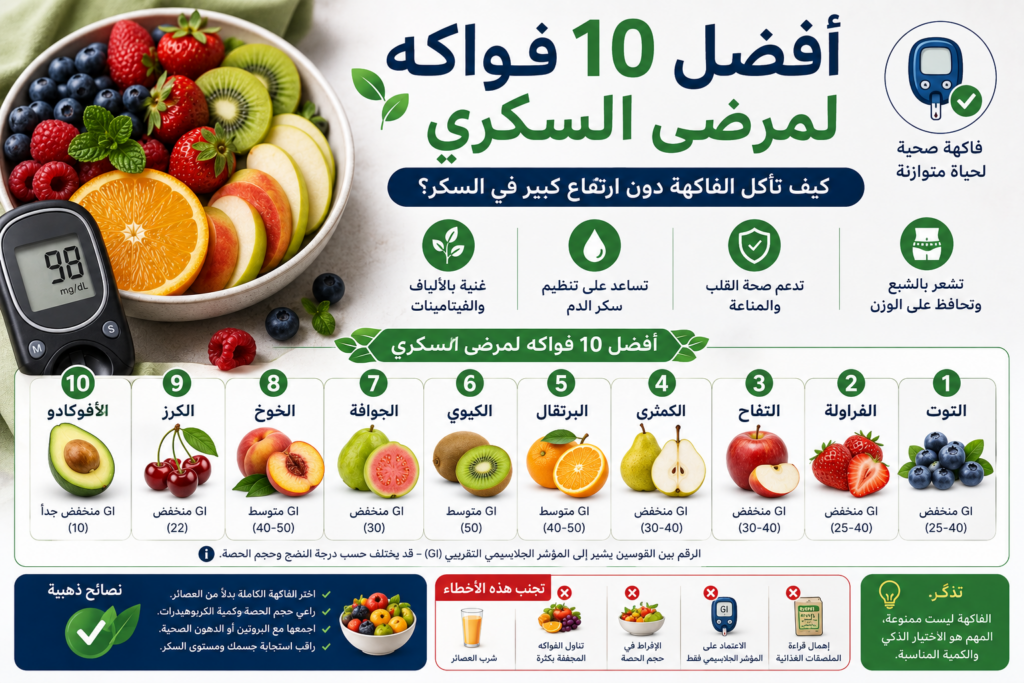 أفضل 10 فواكه لمرضى السكري