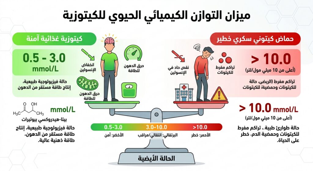 مقارنة الكيتوزية بالحماض الكيتوني